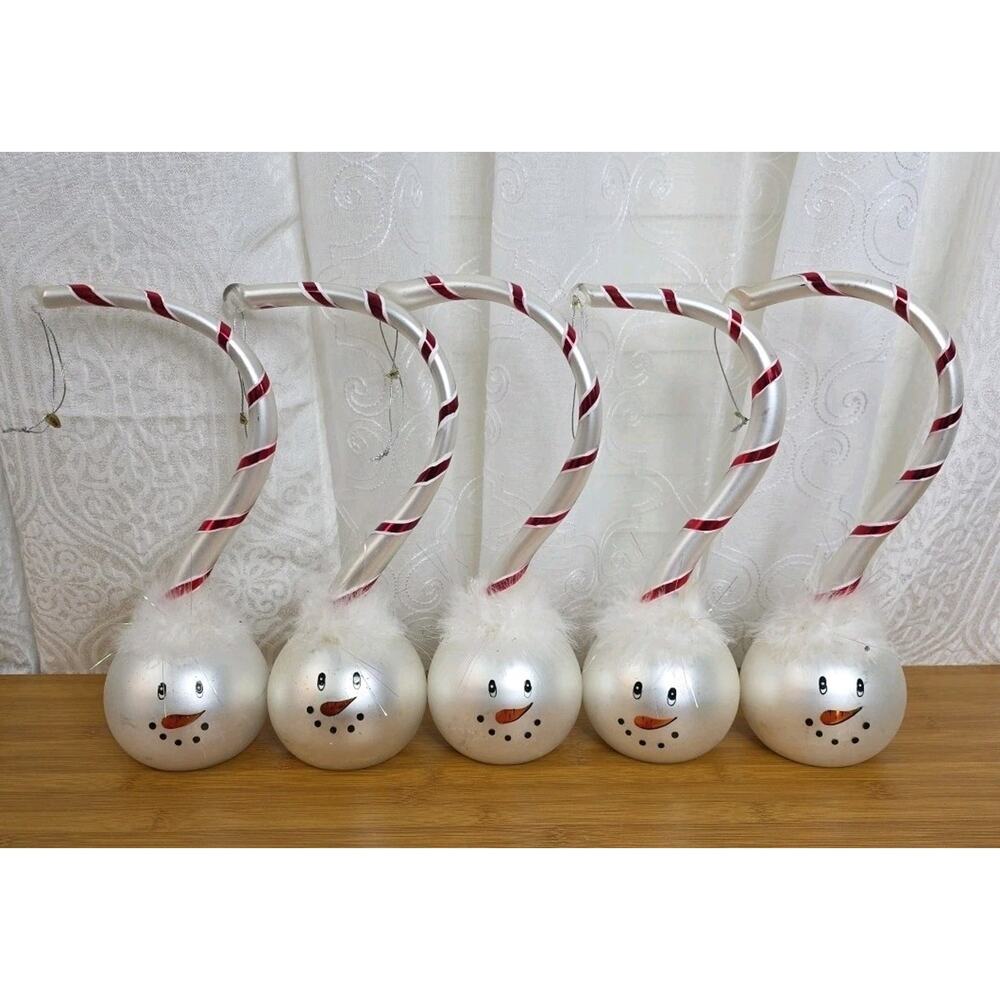 SNOWMAN w/Whimsical Hat blown Glass Christmas Ornament Large 11"H Tall qty 5